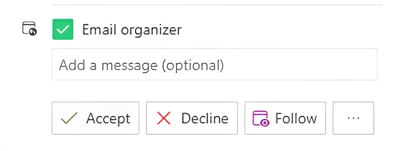 Select Accept in Outlook Calendar